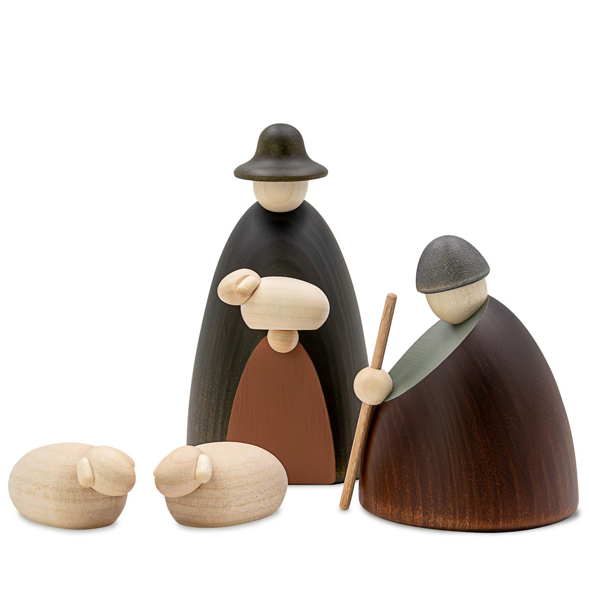 Hirtengruppe mit zwei Schafen, klein, farbig, Köhler 120