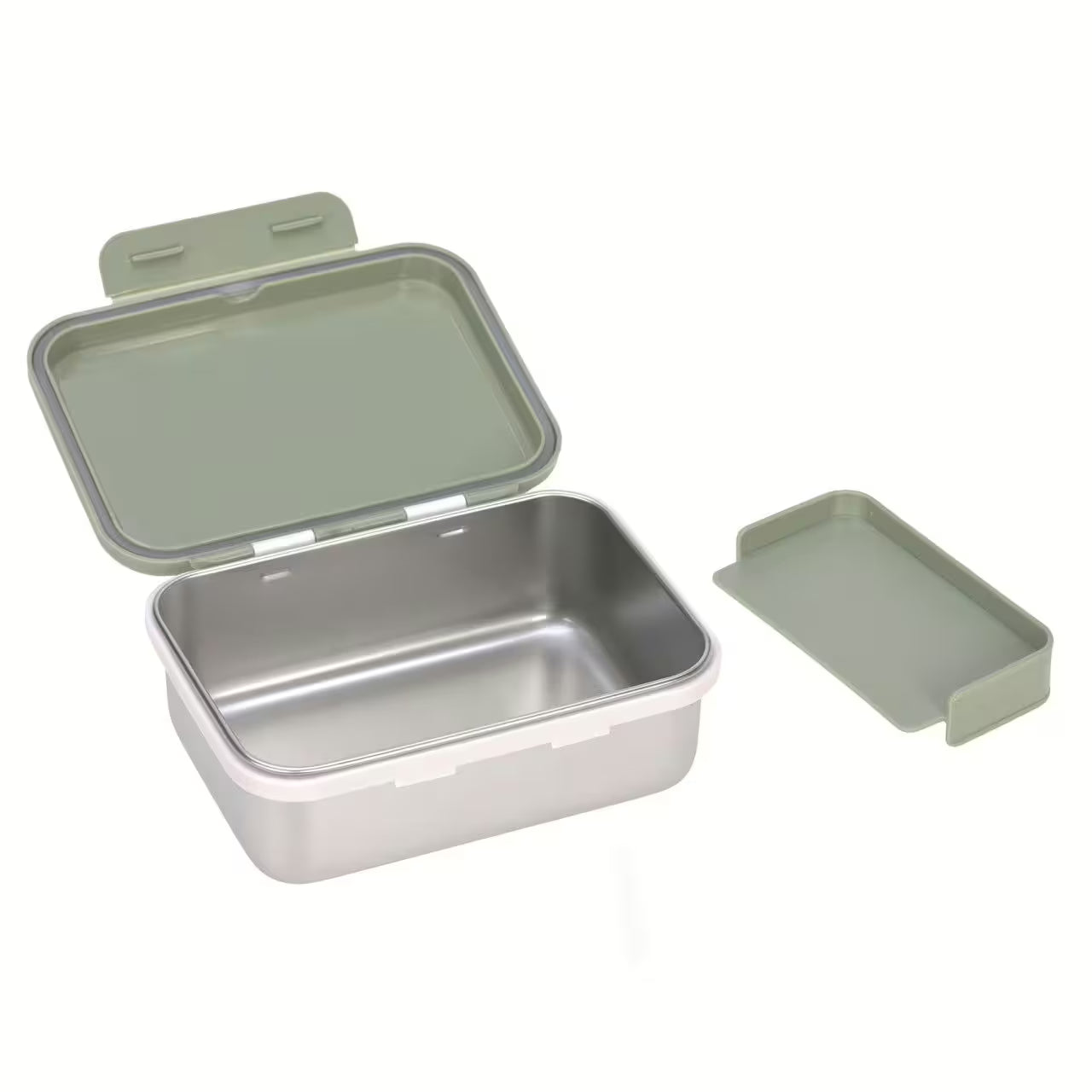Brotdose für Kinder, Edelstahl Lunchbox, Happy Prints light olive, Lässig 1210029581