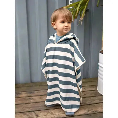 UV STRANDPONCHO BLOCKSTREIFEN MILKY/BLUE, LÄSSIG 1433003159
