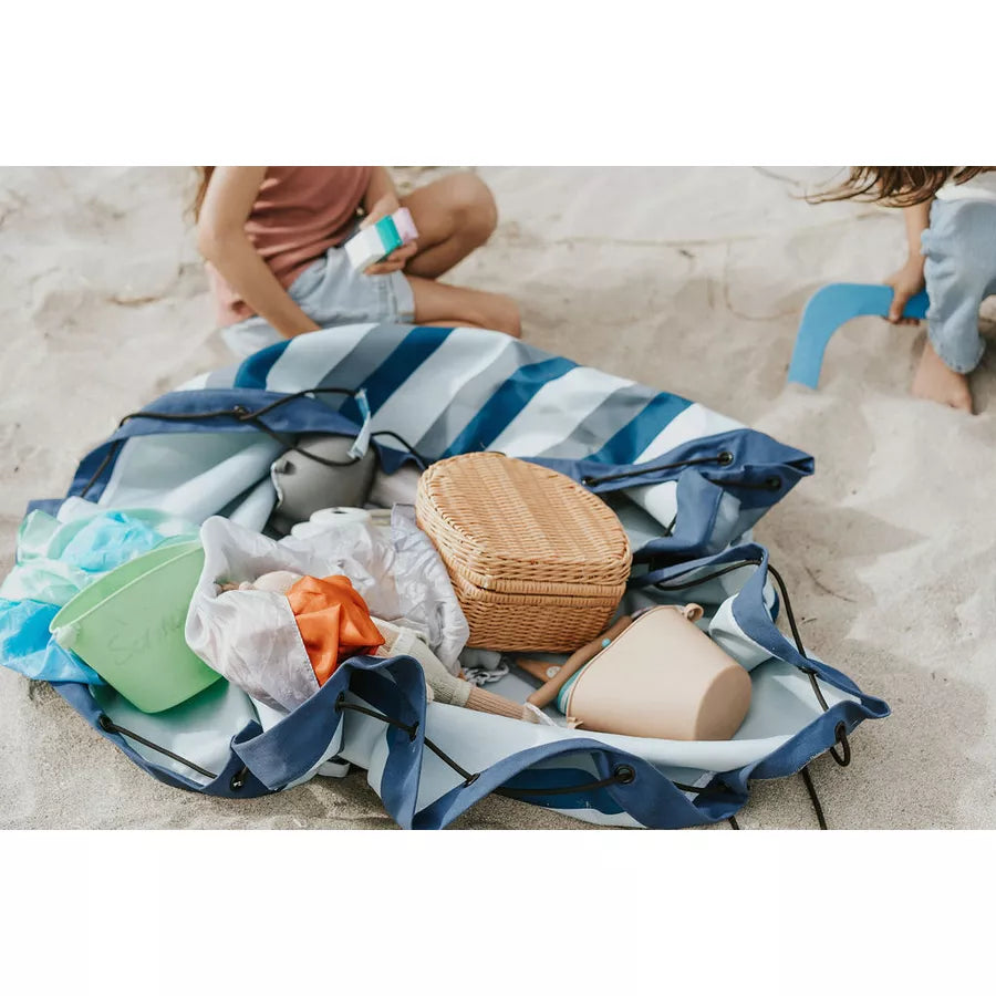 play&go® Spielmatte 2-in-1 Playmat & Storage Bag ⌀ 140 cm, Stripes blue/green
